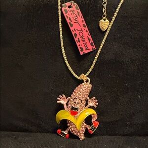 Betsey Johnson Pink and Yellow Banana Necklace